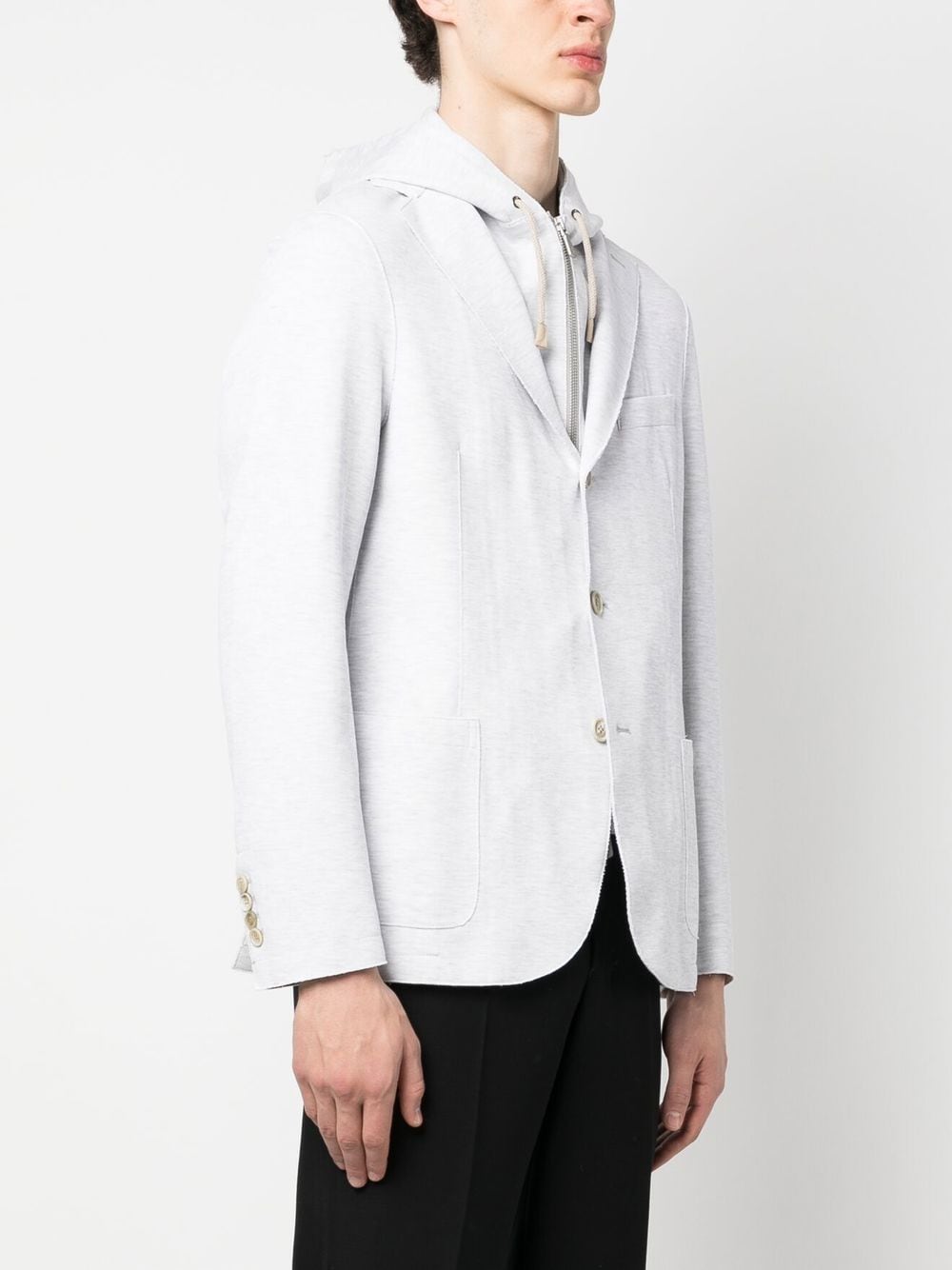 Shop Eleventy Notched Lapel And Hooded Jacket In Grau