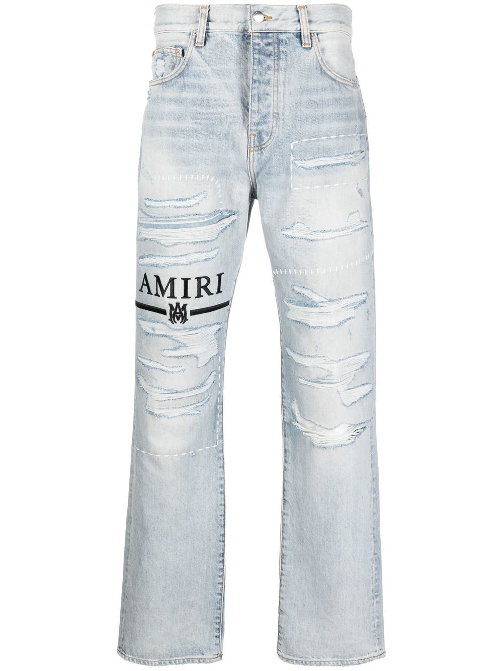 AMIRI logo-embroidery Ripped Jeans - Farfetch