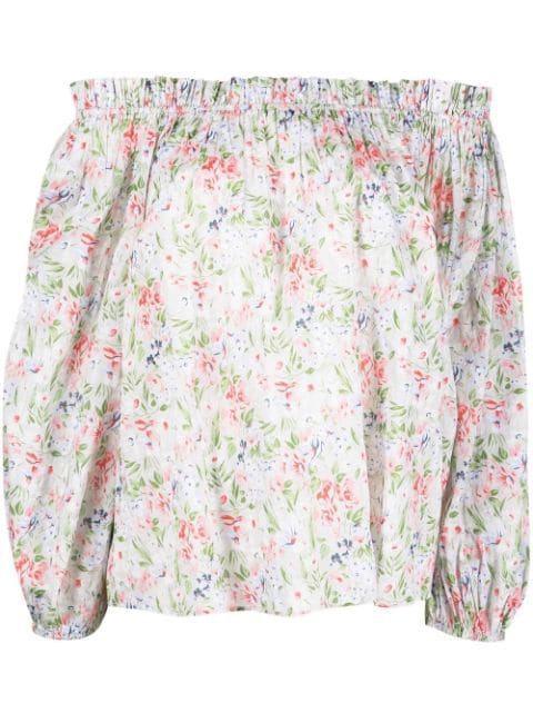 The Great. floral-print drop-shoulder blouse 