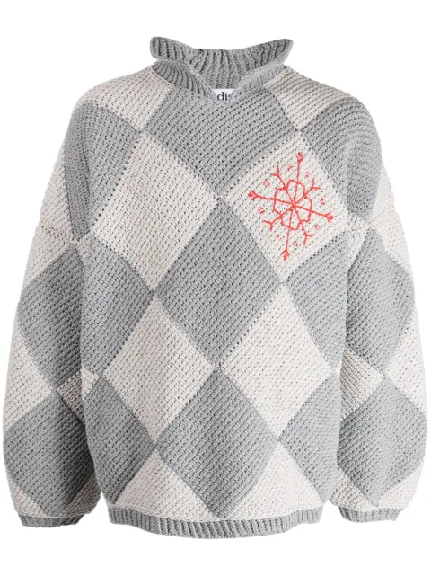 Adish Iota argyle-knit polo jumper