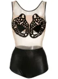 Brigitte leopard-appliqué one-piece - Black