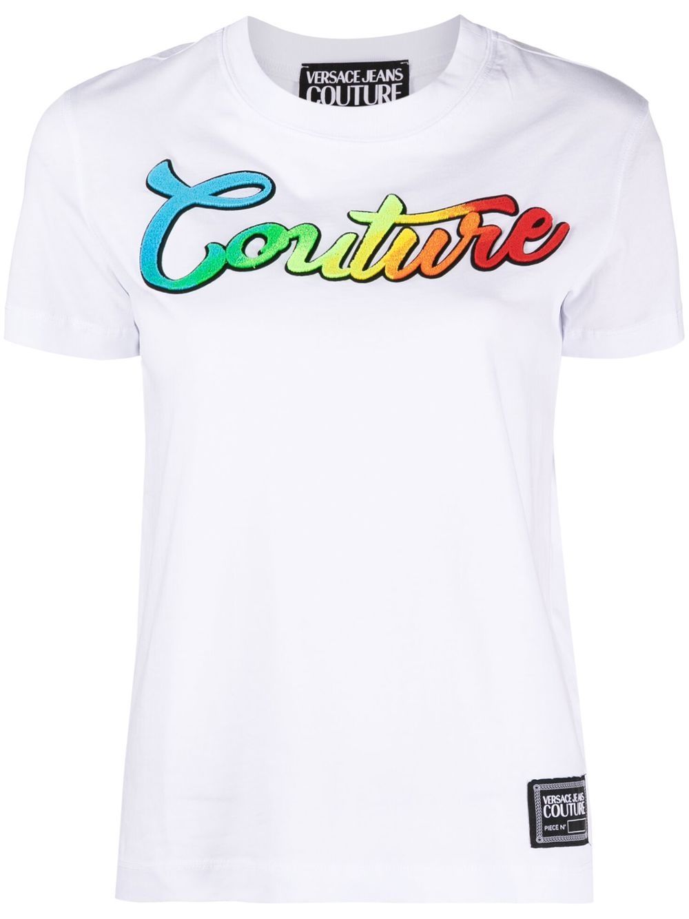 Versace Jeans Couture Logo-embroidered T-shirt In Weiss