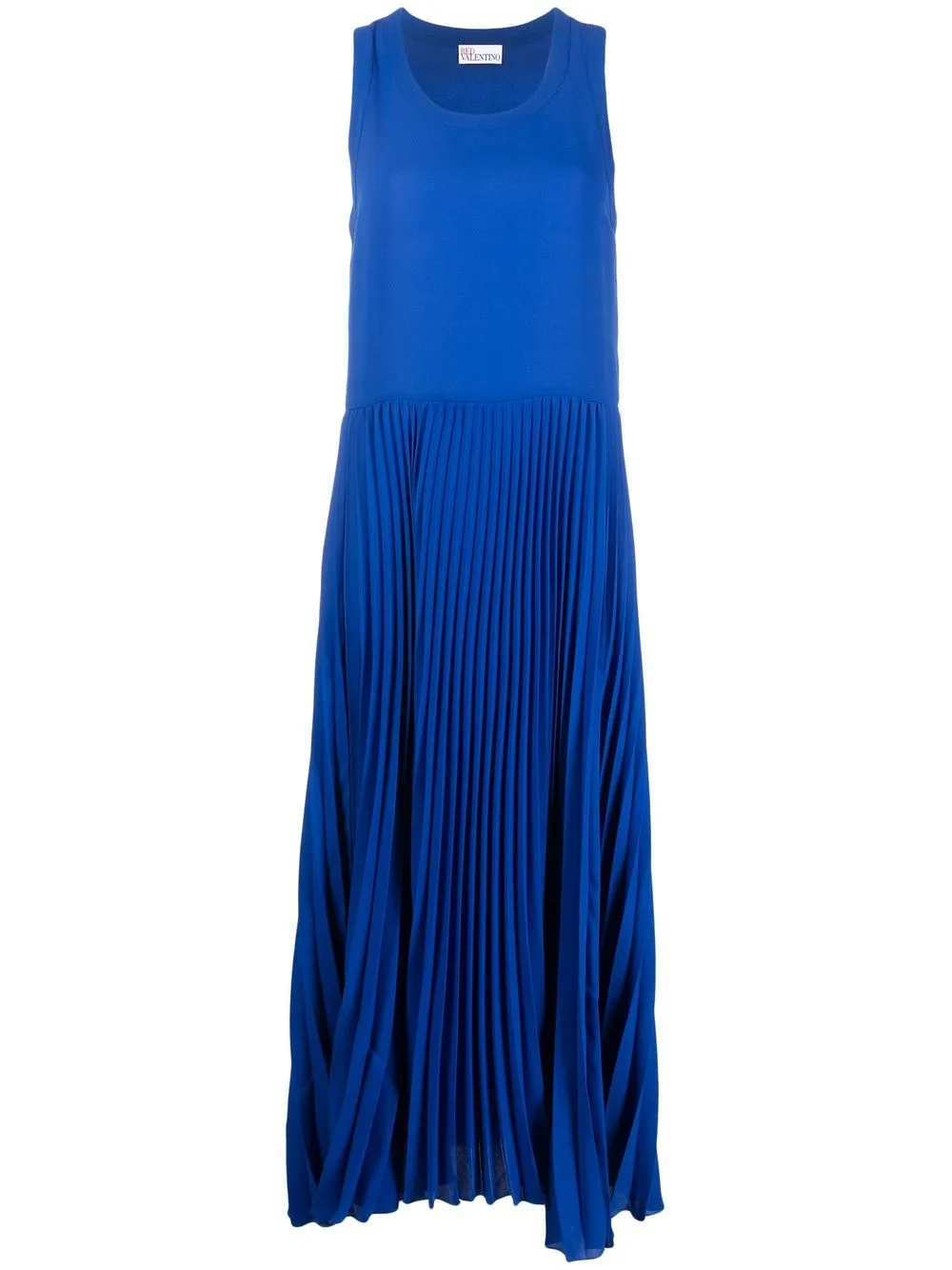 Red Valentino Pleated-effect Maxi Dress In Blue