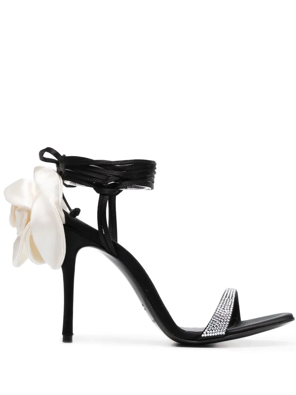 

Magda Butrym 105mm rose-embellished satin sandals - Black