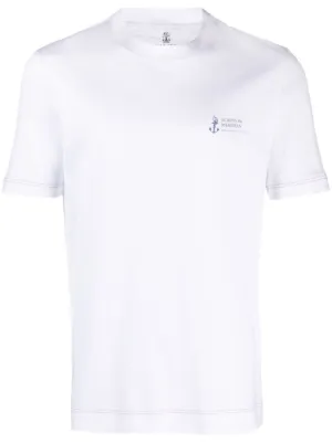 Brunello Cucinelli Logo Embroidered T-shirt - Farfetch