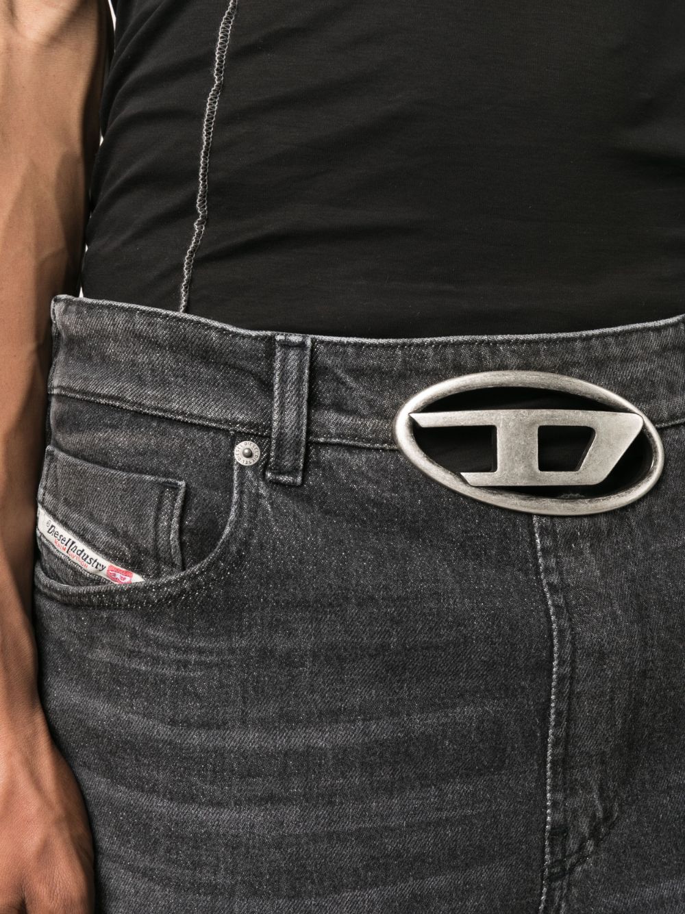 DIESEL logo-buckle Wide Belt - Silver