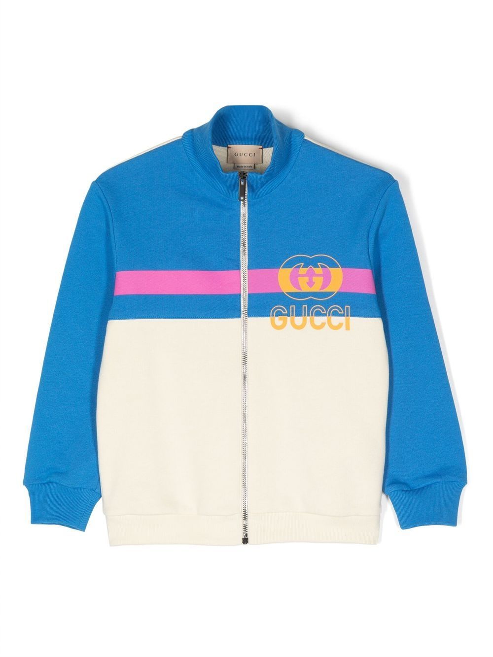 Gucci Kids two-tone zipped sweatshirt - Blue