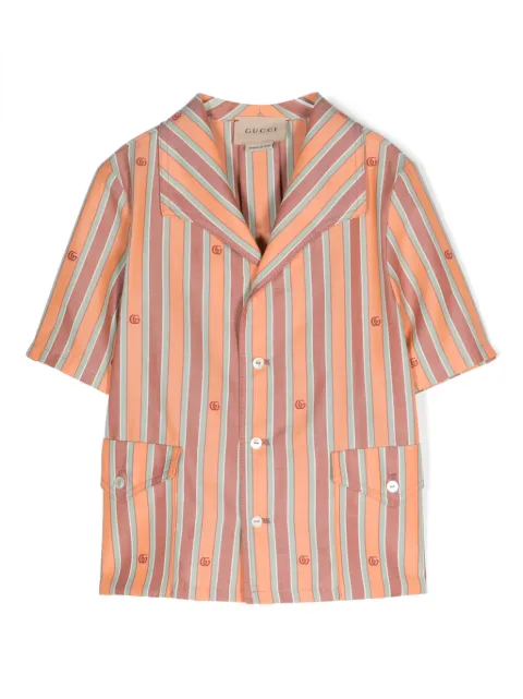 Gucci Kids camisa con logo en jacquard y motivo de rayas