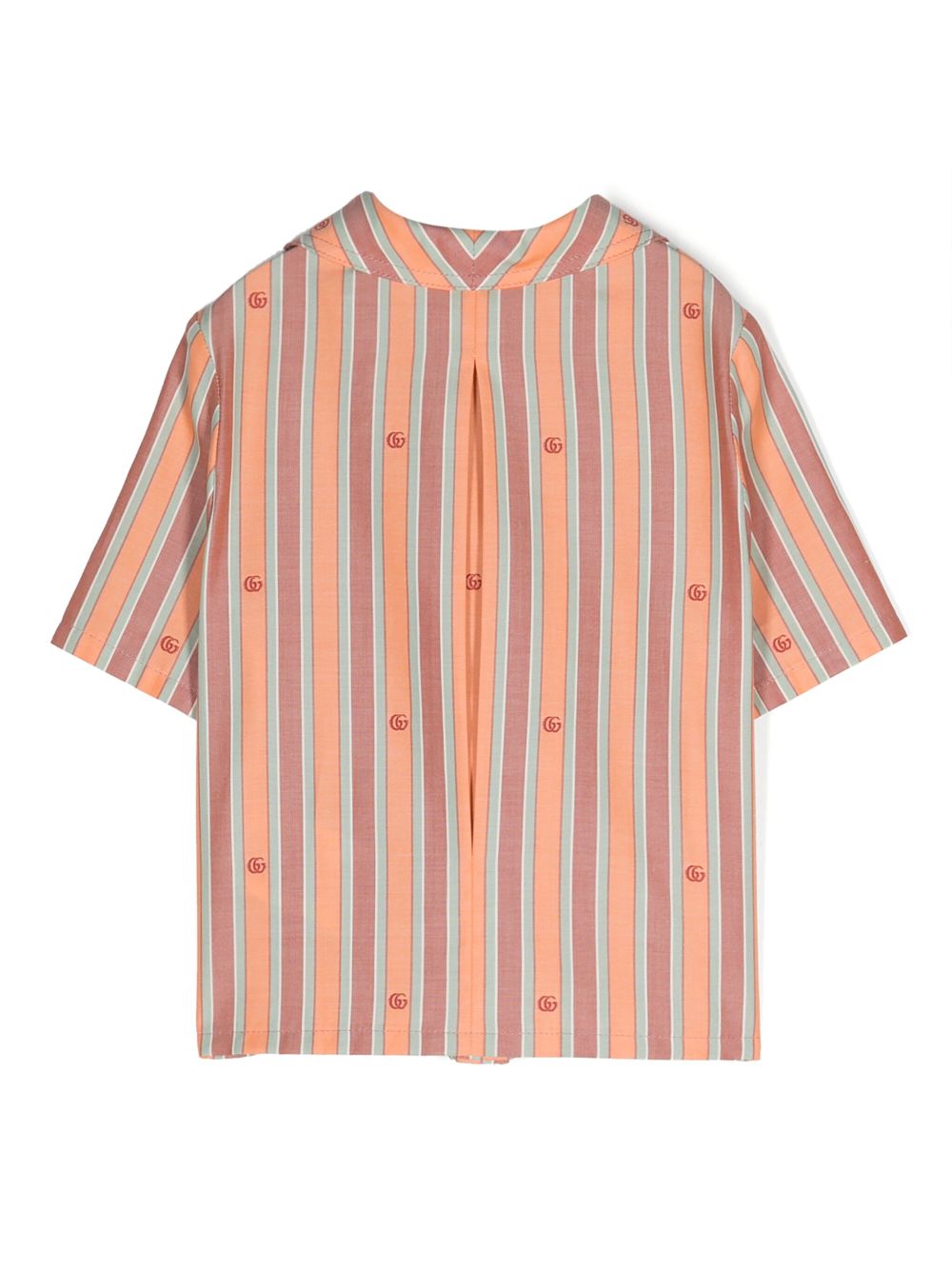 Gucci Kids logo-jacquard striped shirt - Orange