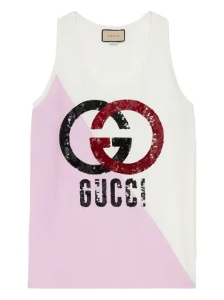 GUCCIロゴ入りホワイトタンクトップ Gucci - Logo cotton tank top White - The Corner