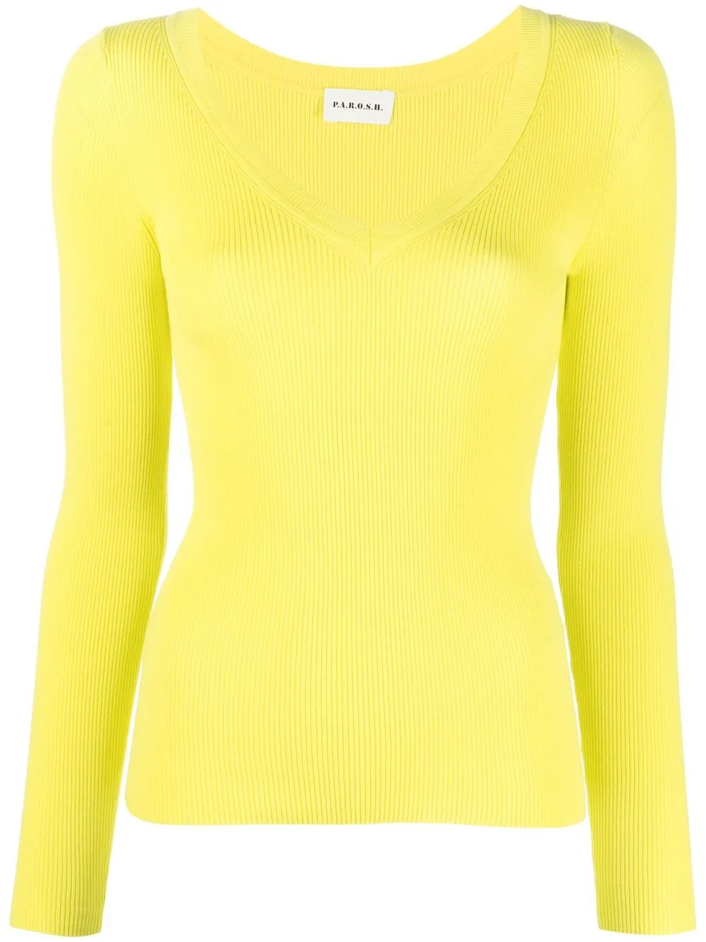 

P.A.R.O.S.H. V-neck ribbed-knit top - Yellow