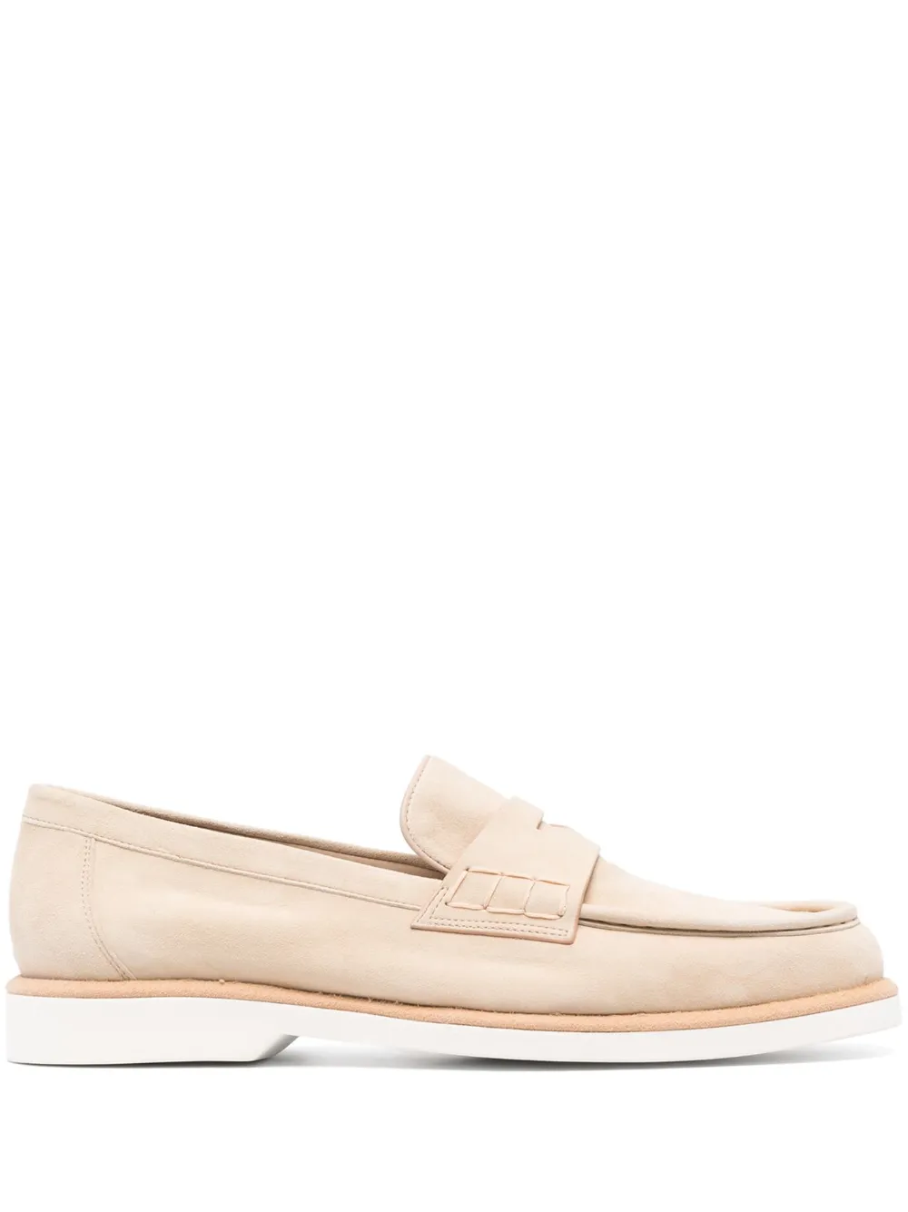 Santoni almond-toe suede loafers Neutrals
