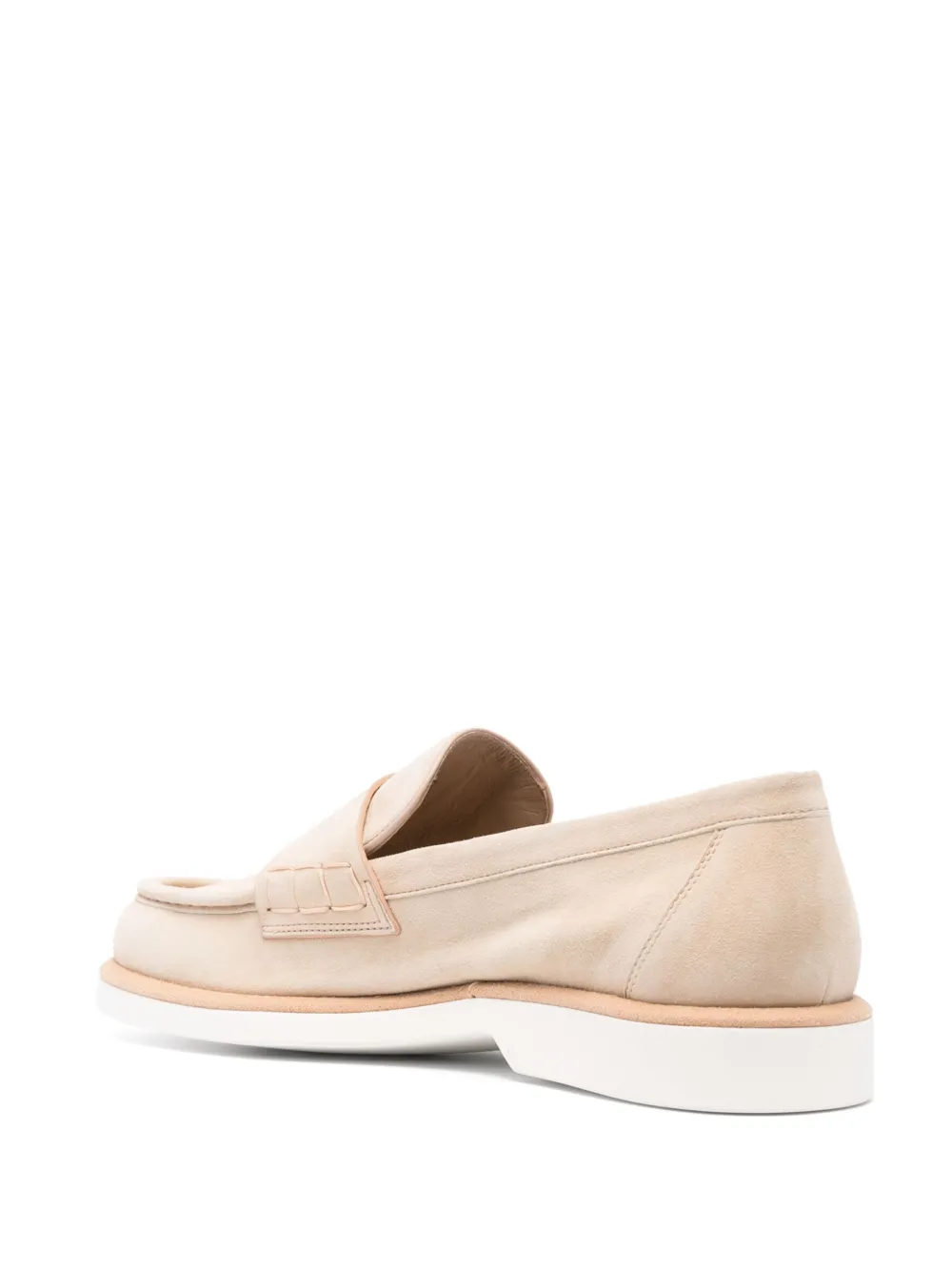 Santoni almond-toe suede loafers Neutrals