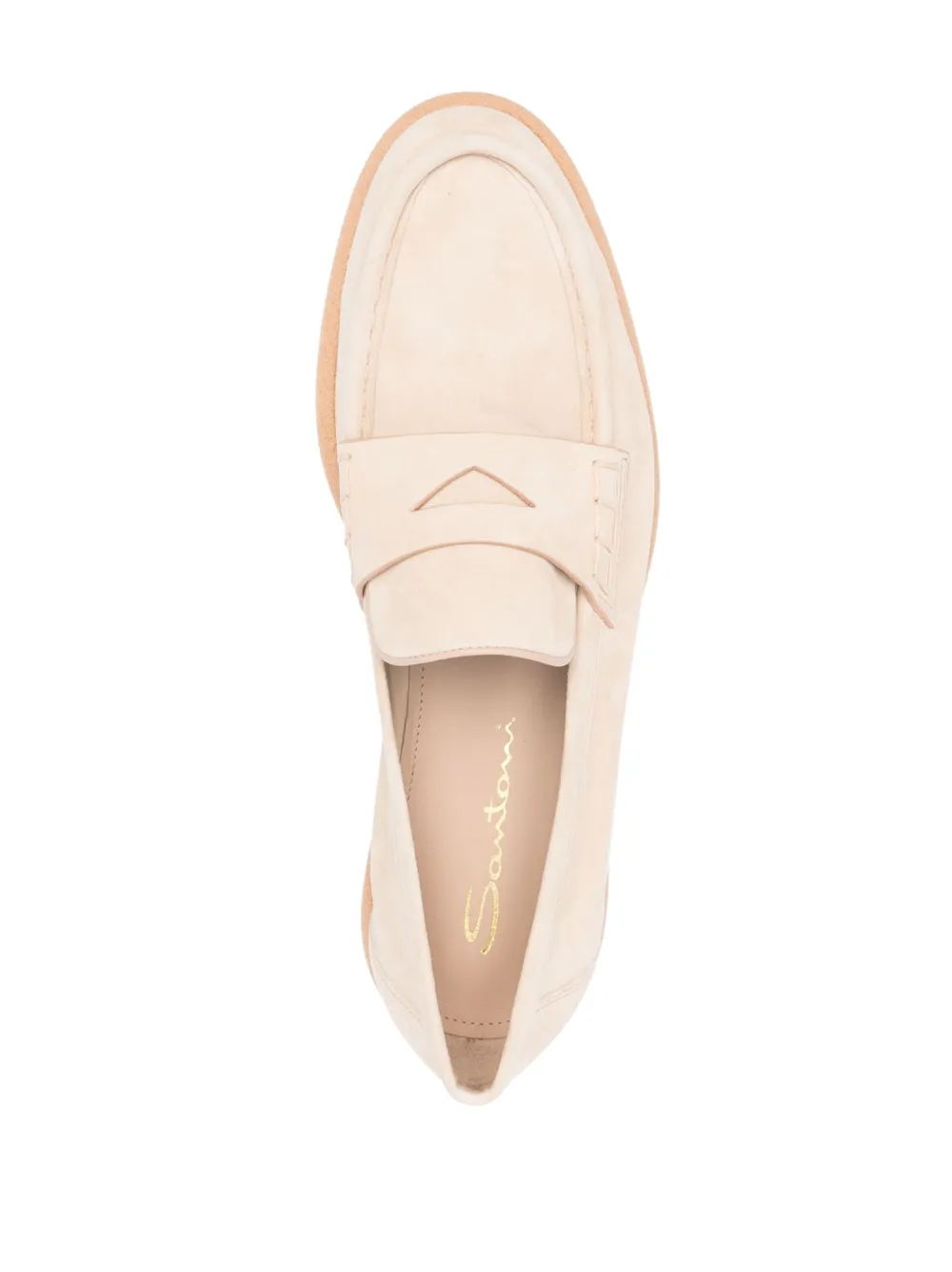 Santoni almond-toe suede loafers Neutrals
