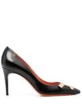 Santoni logo-detail 100mm leather pumps - Black