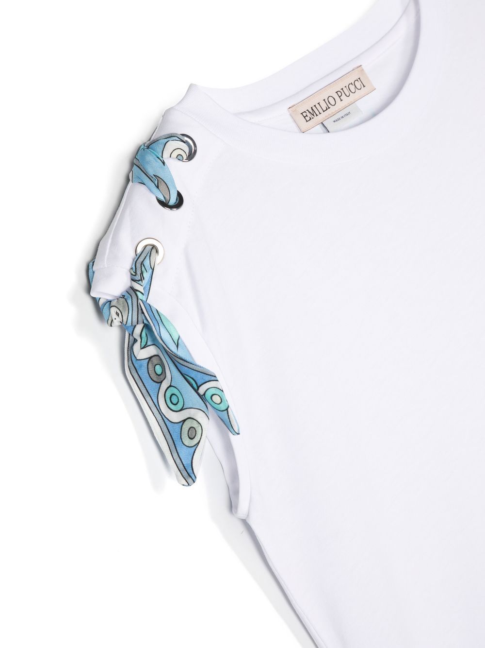 Shop Pucci Junior Scarf-detailing Cotton T-shirt In 白色