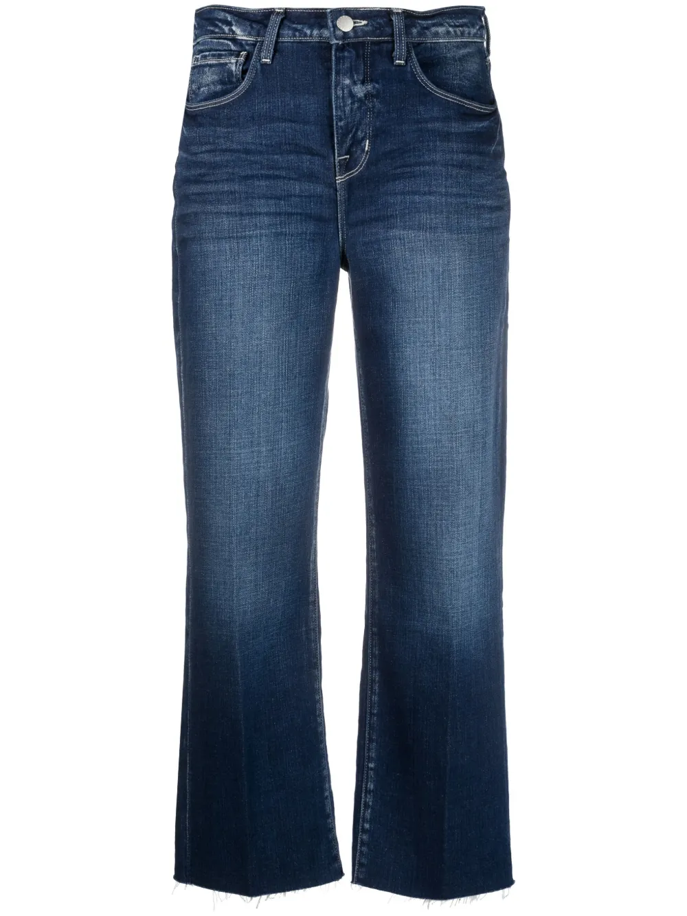 L Agence Raw Hem Straight Leg Jeans In Blue