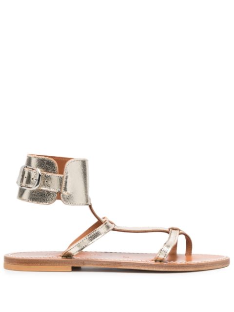 K. Jacques metallic finish ankle-fastening sandals