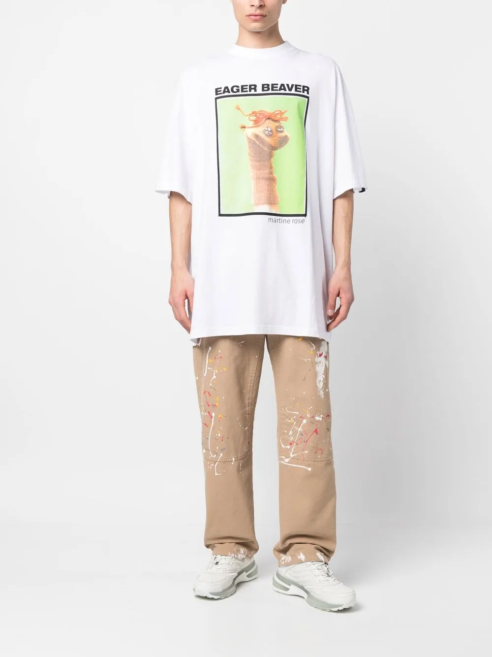 Shop Martine Rose Eager Beaver Cotton T-shirt In White