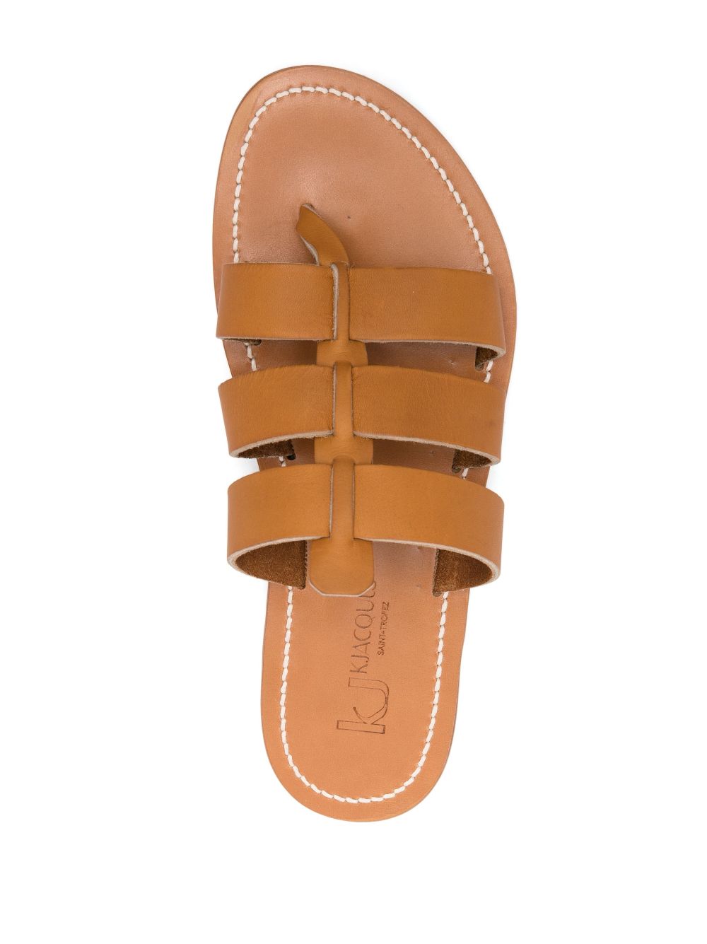 Shop Kjacques Caged-design Calf-leather Slides In Brown