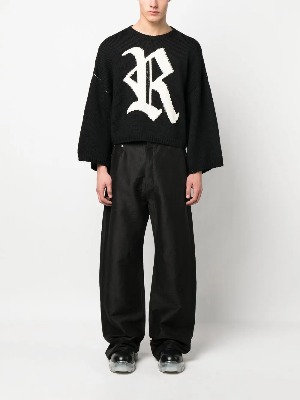 Rick Owens Broek met wijde pijpen - Zwart
