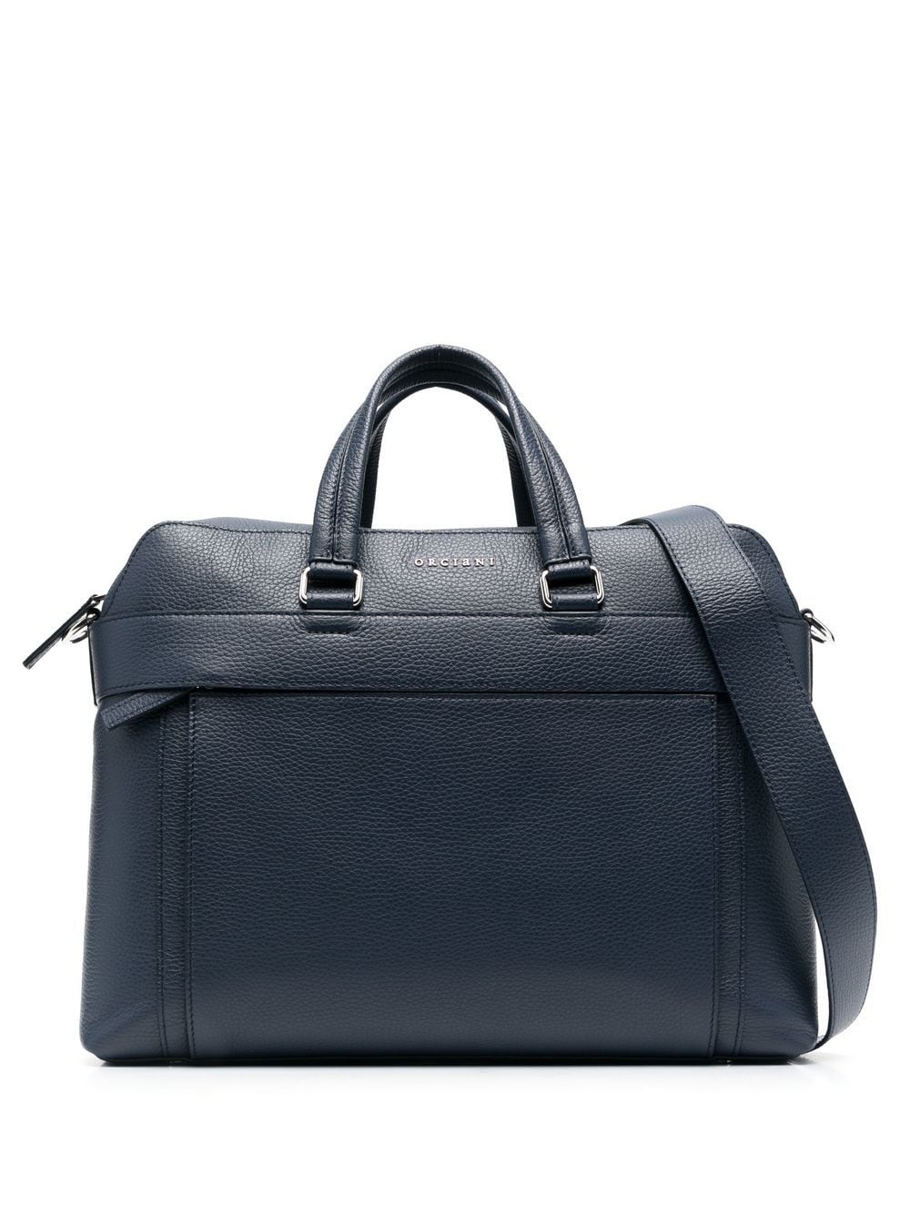 Orciani Zip-up Leather Briefcase In Blue