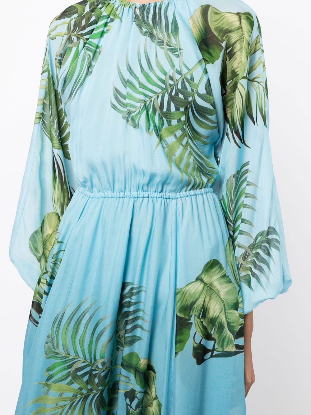 Shop Cynthia Rowley Leaf-print Maxi Dress In Blue
