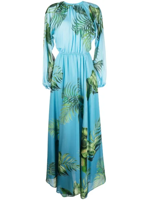 Cynthia Rowley leaf-print maxi dress