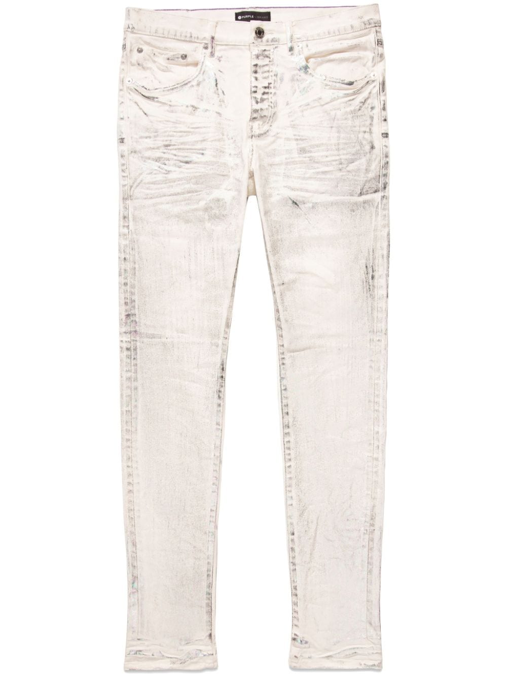 Purple Brand Foiled-finish Skinny Jeans In White