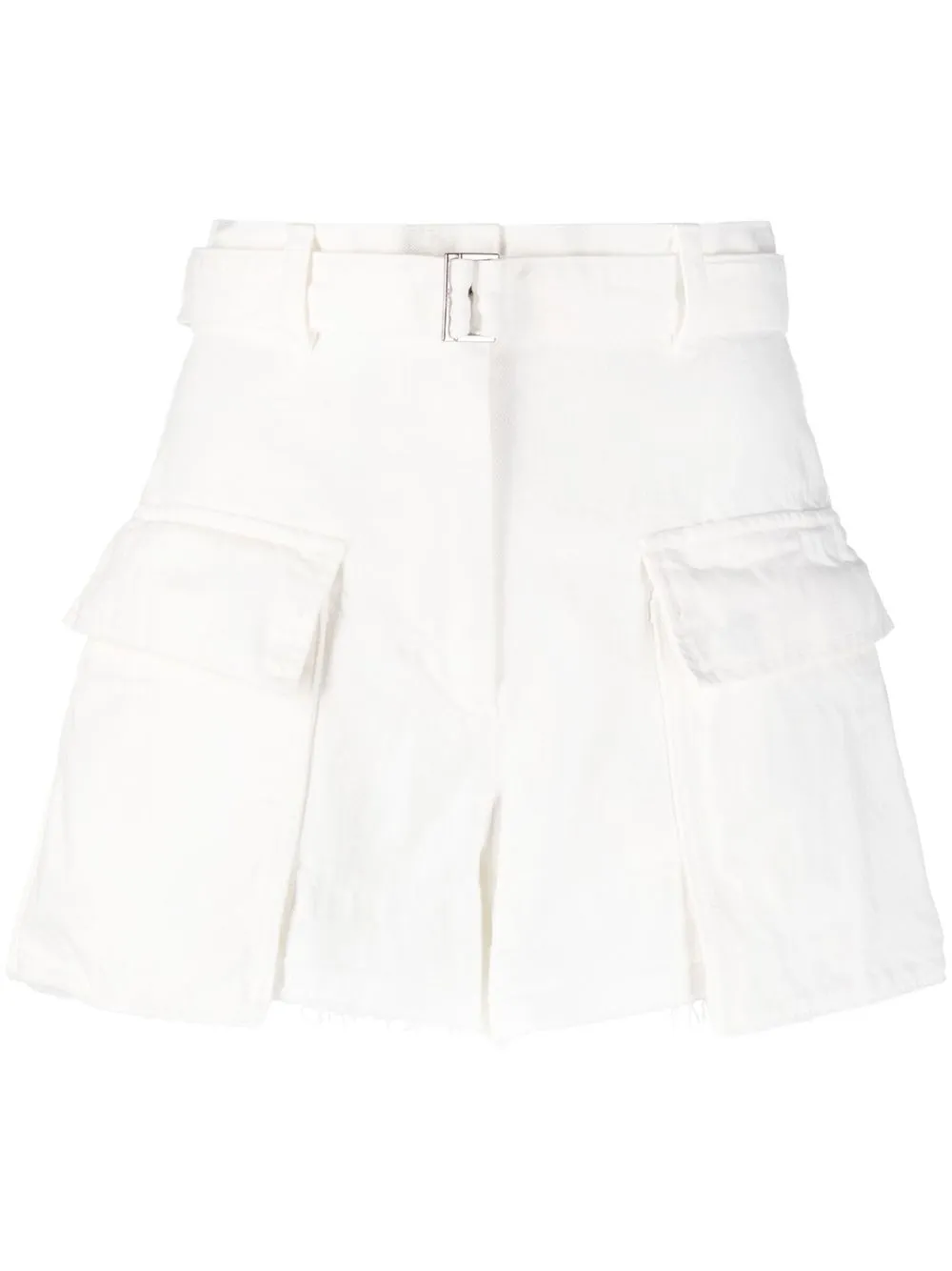 

sacai belted denim cargo shorts - White