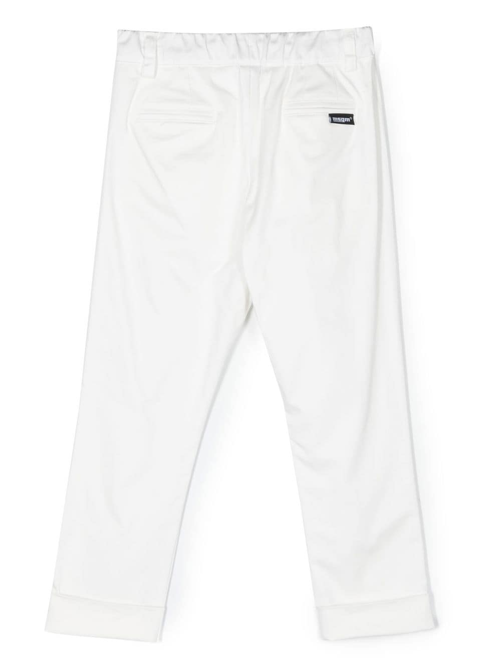 Shop Msgm Stretch-cotton Casual Trousers In White