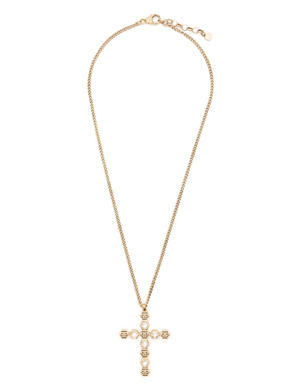 Shop Philipp Plein Hexagon Lux Necklace In Gold