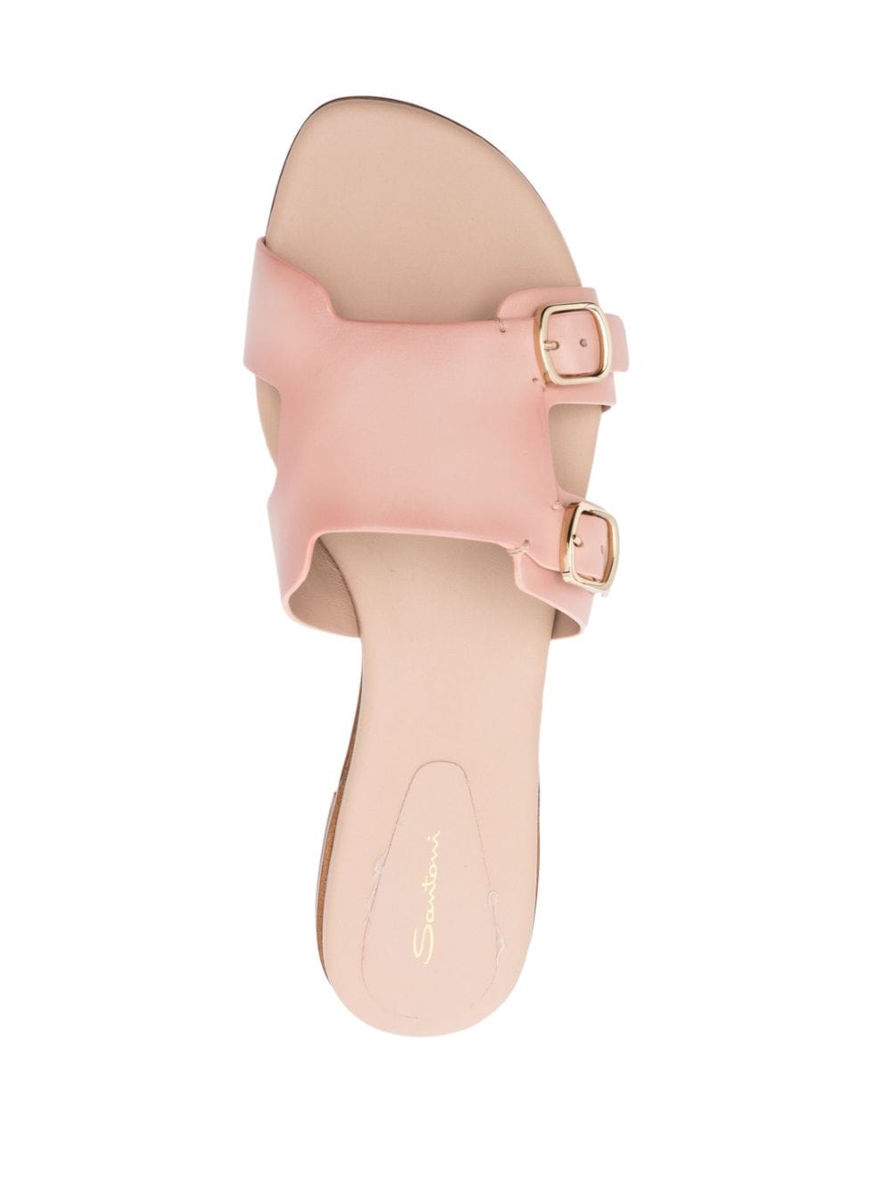 Shop Santoni Double-strap Flat Leather Sandals In Pink