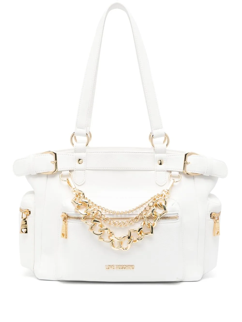 

Love Moschino tote con detalle de cadena - Blanco