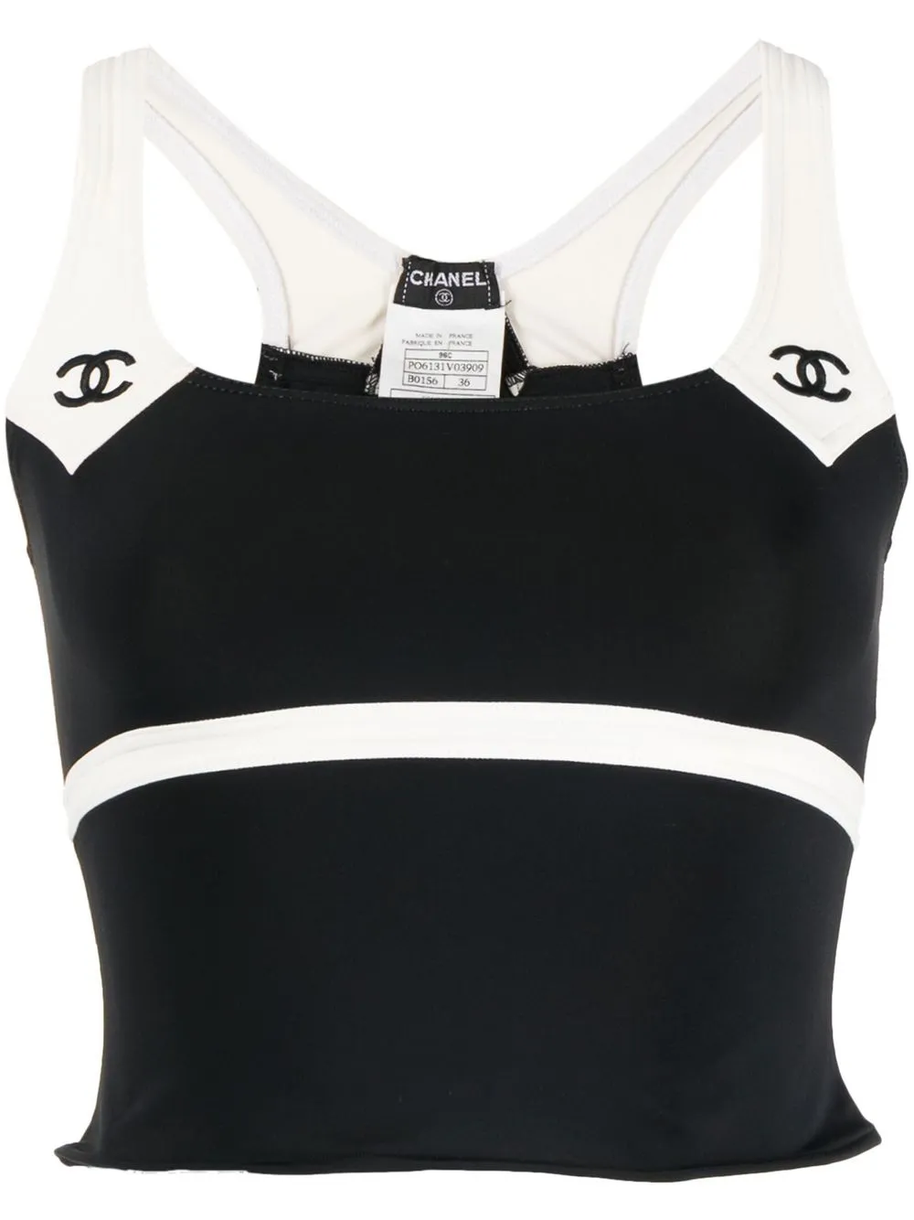 Chanel Logo Cropped Sports Bra Top