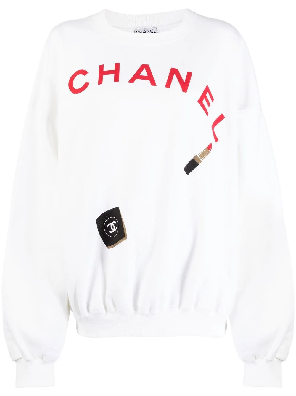 

CHANEL Pre-Owned 1990-2000s logo-print crew-neck sweatshirt - White