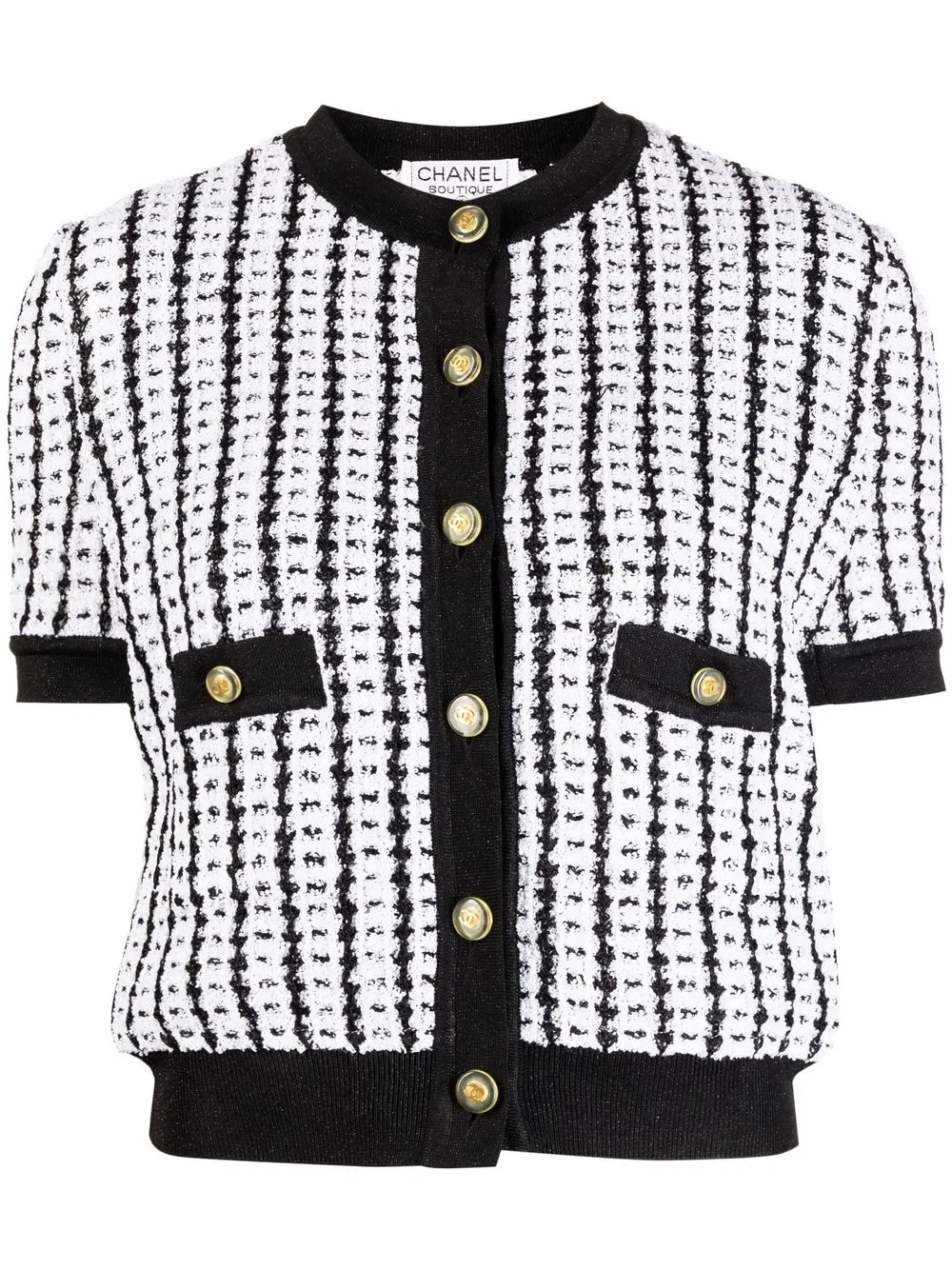 

CHANEL Pre-Owned 1997 CC-button bouclé top and cardigan twinset - White