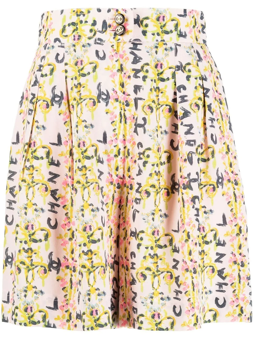 

CHANEL Pre-Owned 1992 floral-print high-waisted silk shorts - Pink