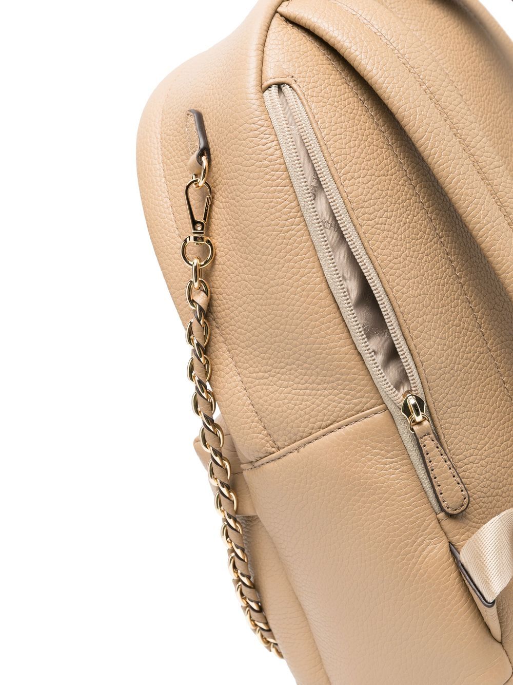 Shop Michael Michael Kors Logo-plaque Leather Backpack In Nude