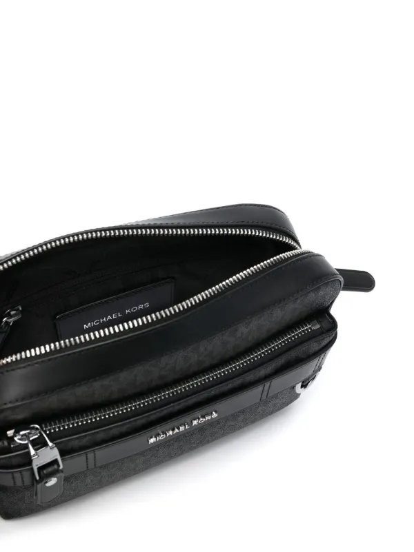 Michael Kors Monogram Print Shoulder Bag | Black | FARFETCH ID