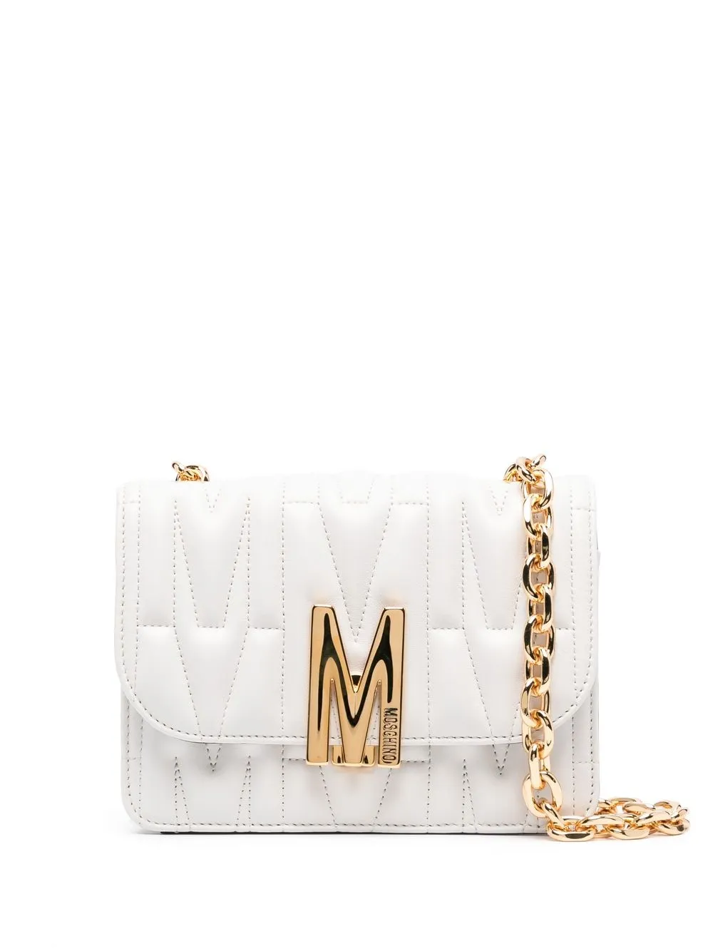 

Moschino medium logo-quilted shoulder bag - White