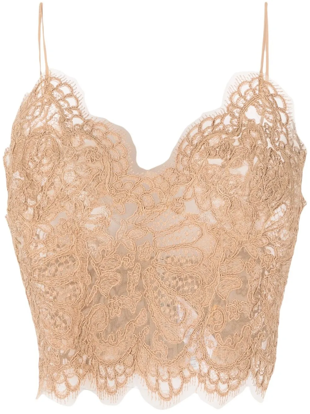 

Ermanno Scervino lace-detail cropped top - Neutrals