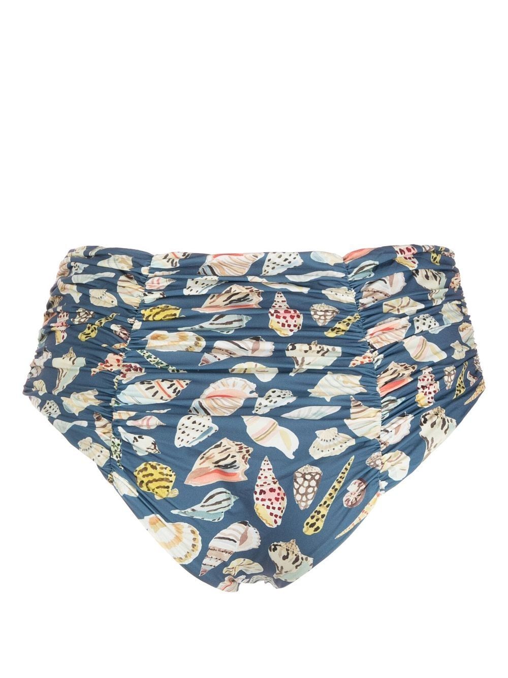 Shop Marysia Shell-print High-waisted Bikini Bottoms In Blau