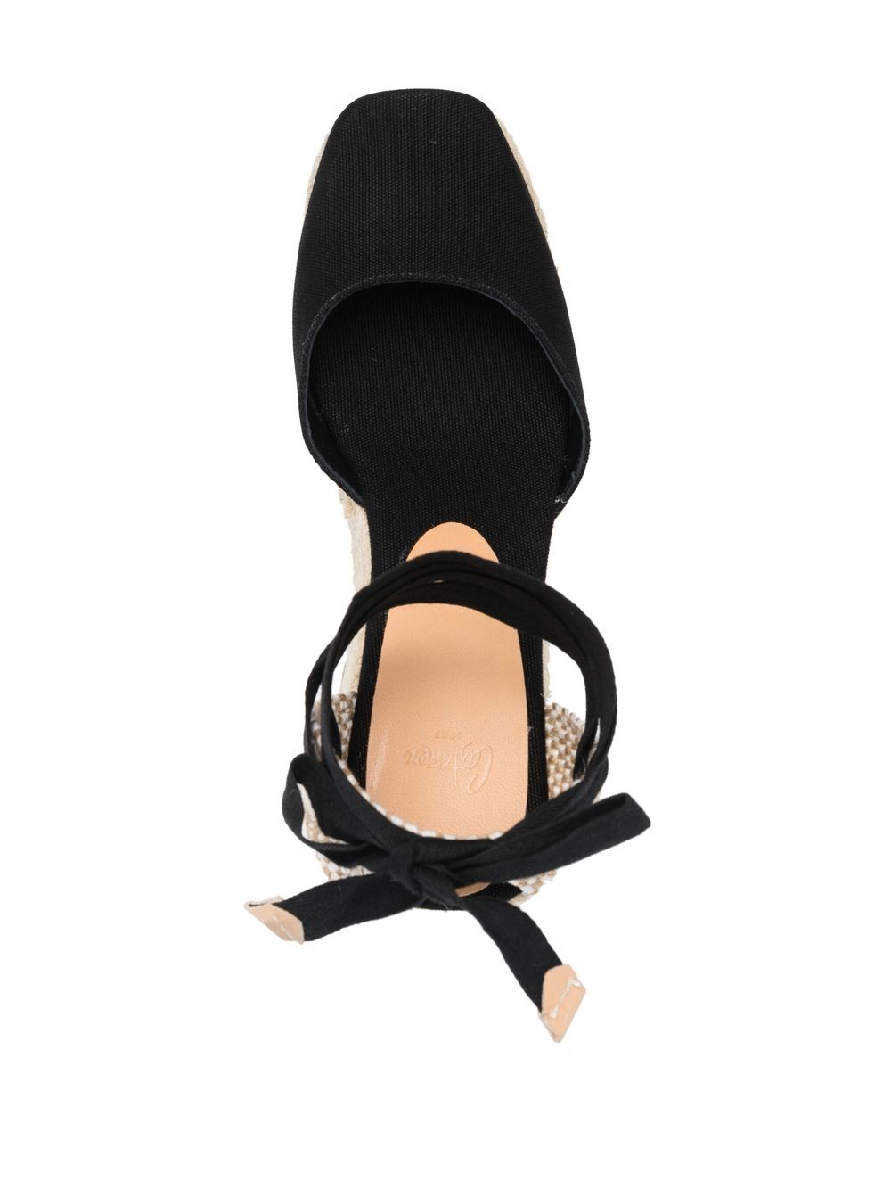 Shop Castaã±er Carina 60 Ankle-tie Wedge Sandals In Black