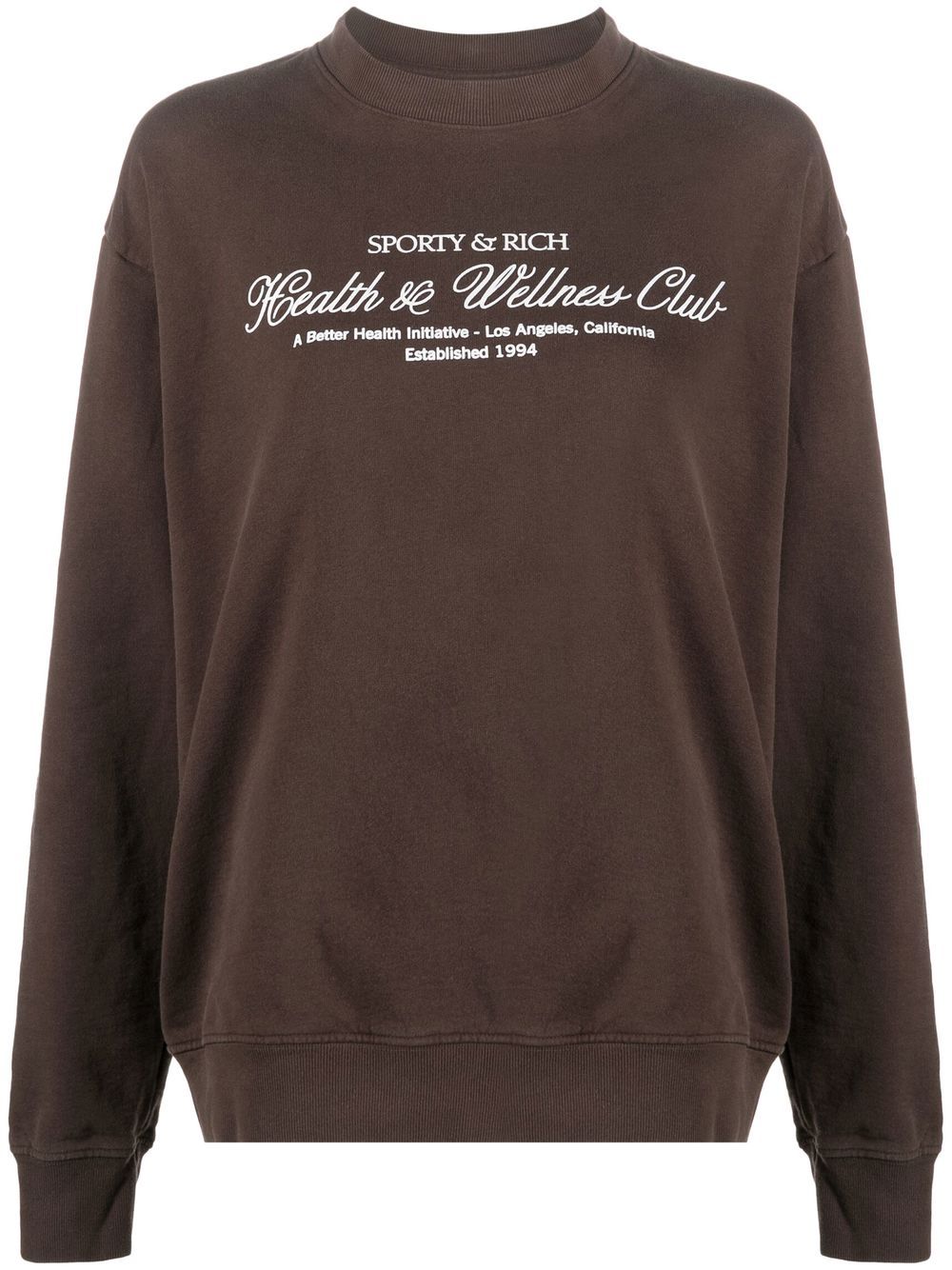 Shop Sporty And Rich Embroidered-logo Cotton Sweatshirt In Braun