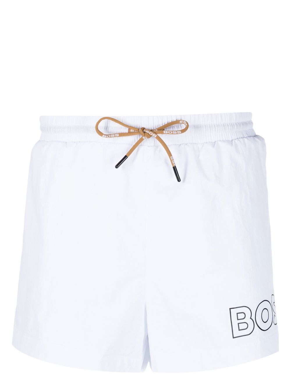 Hugo Boss Logo-print Drawstring Swim Shorts In White