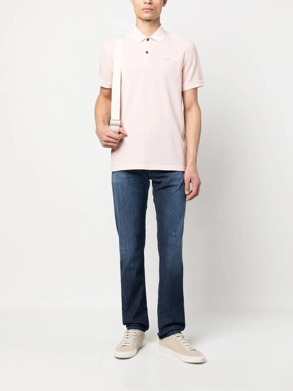 BOSS Poloshirt met geborduurd logo - Roze