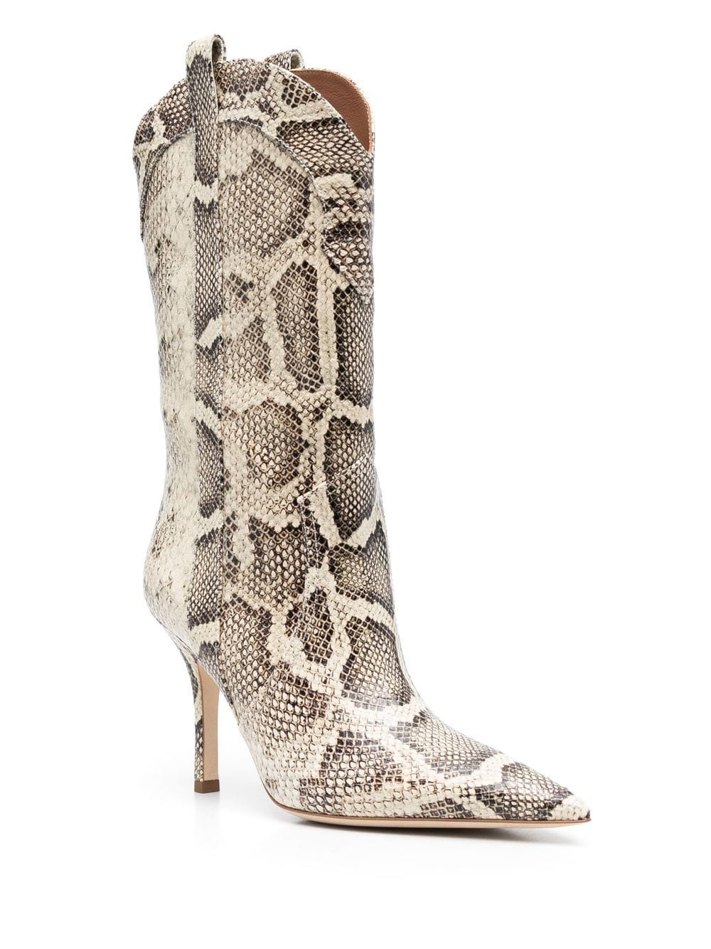 Shop Paris Texas Snakeskin-print Leather Boots In Neutrals