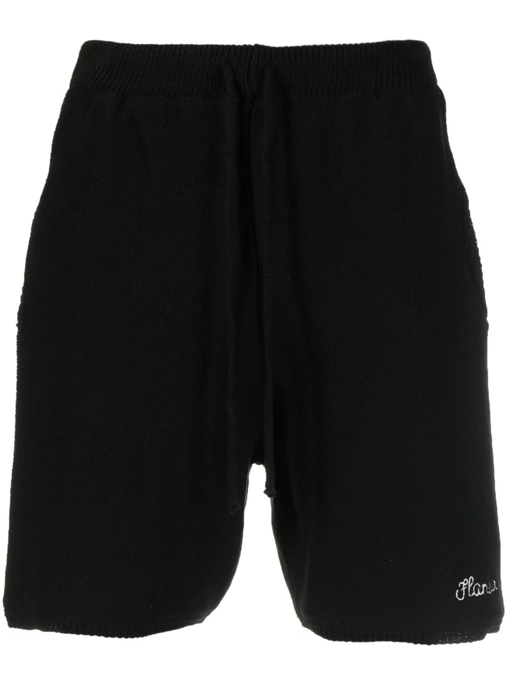 

Flaneur Homme logo-embroidery knitted shorts - Black