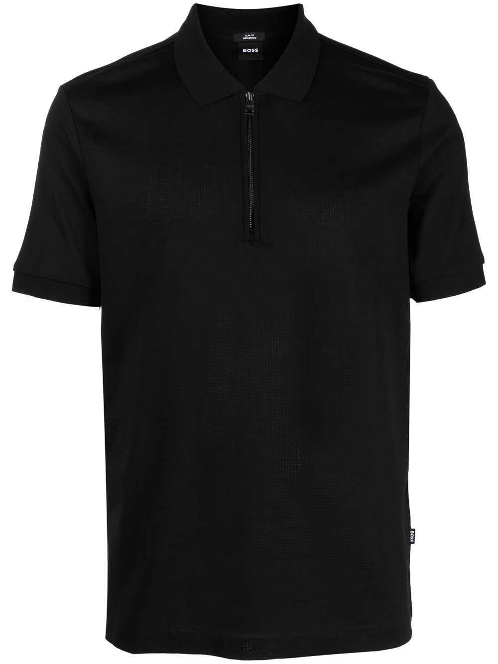 

BOSS zipped-placket cotton polo shirt - Black